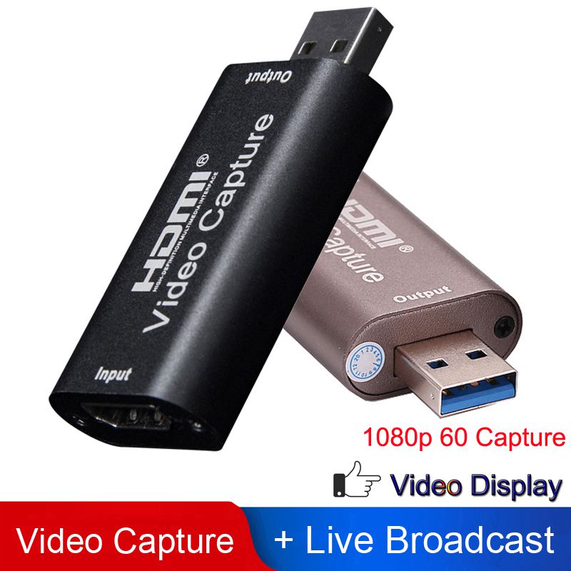 60fps Mini Video Capture Card USB 2.0 3.0 1080P Video Record Box for PS4 Game DVD Camcorder HD Camera Recording Live Streaming