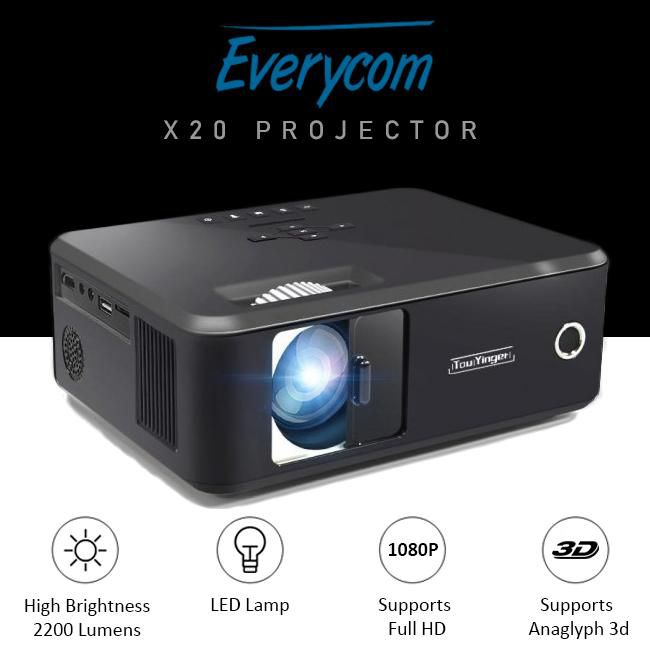 Everycom Touyinger X20 Multimedia Mini Projector 2200 Lumens 3D HD - Projector