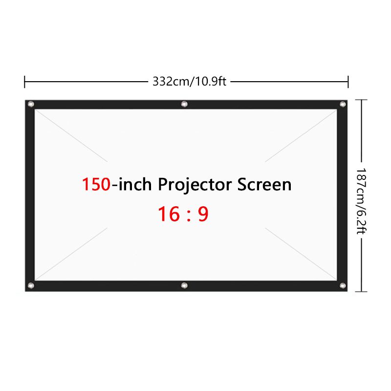 EDran~ Projector Screen,16:9 HD Foldable Anti-Crease Portable Projection Movies Screen for Home Theater Outdoor