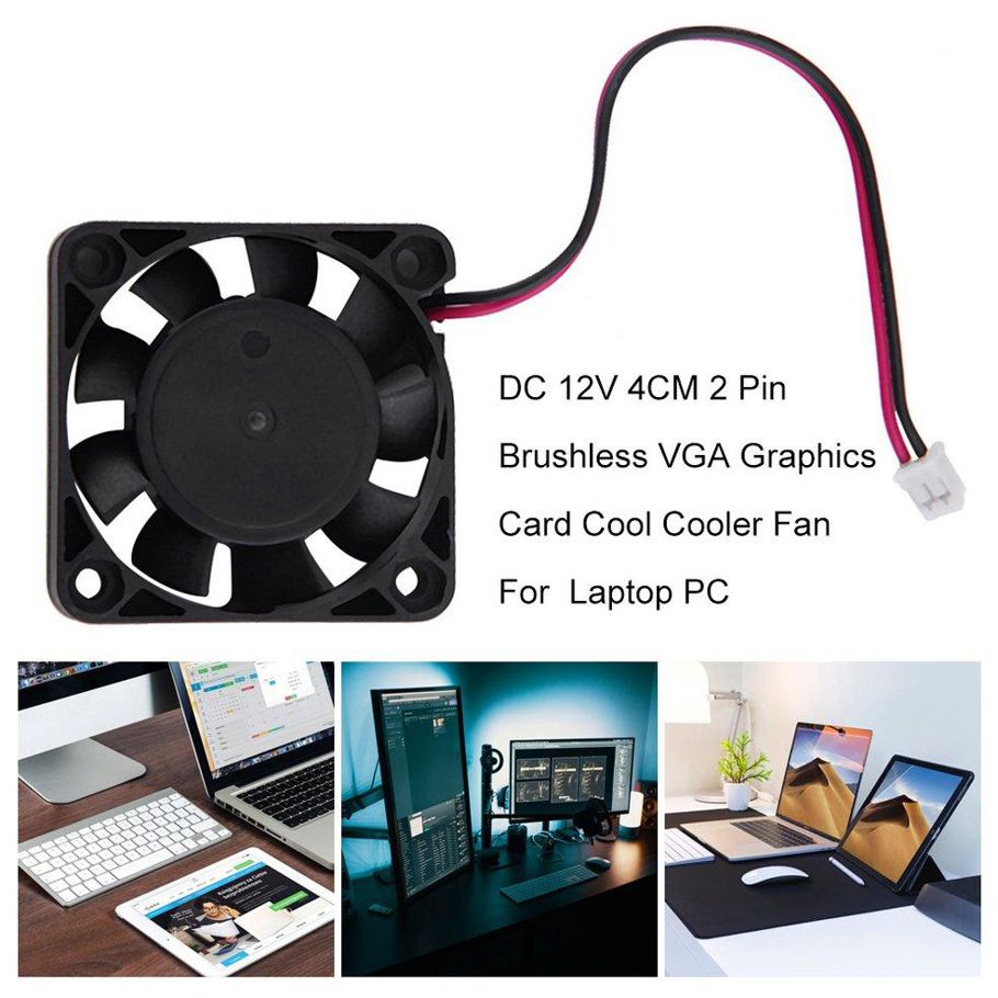 MA DC 12V 4CM 2 Pin Brushless VGA Graphics Card Cool Cooler Fan For  Laptop PC