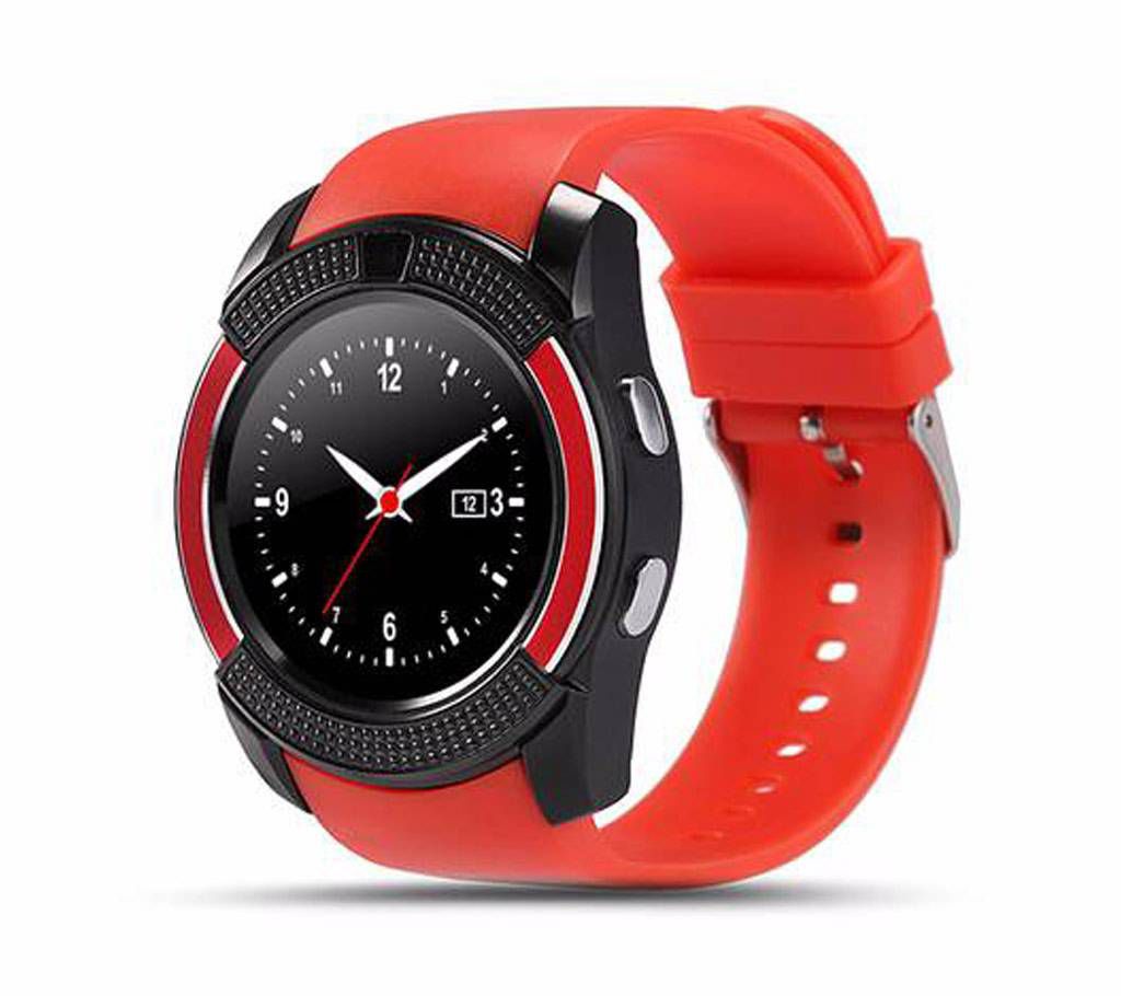 V8 Smart Watch Clock With Sim- Red