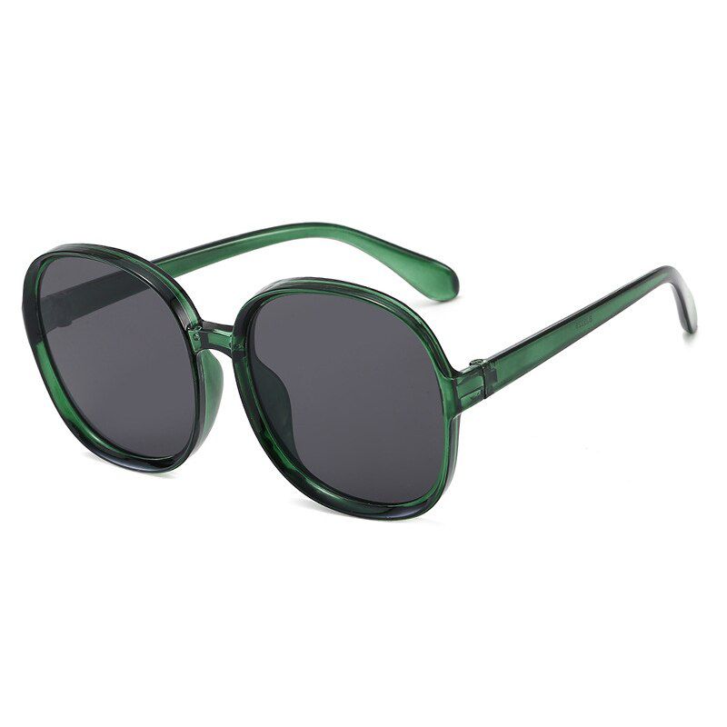 Green GreyVintage Round Oversized Sunglasses Women Brand Designer Big Size Circle Sun Glasses Female Black Men Green Tea