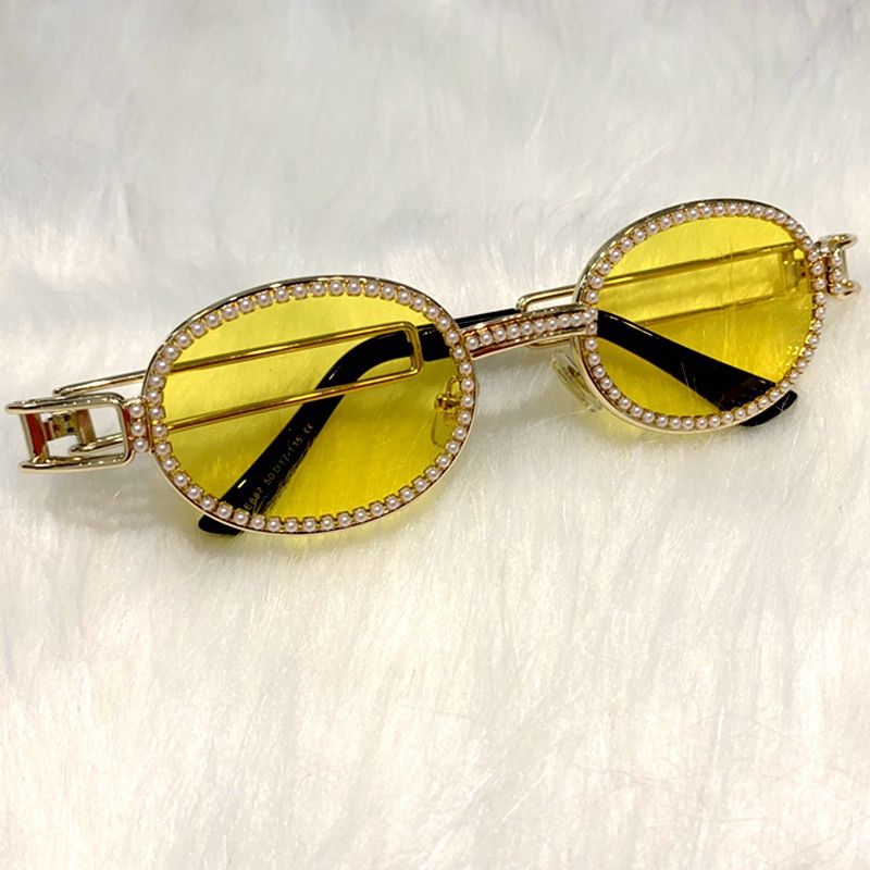 Blu-ray Protection Sunglasses women Hot_S_ale round vintage sun glasses Pearl luxury sunglasses Men UV400 oculos