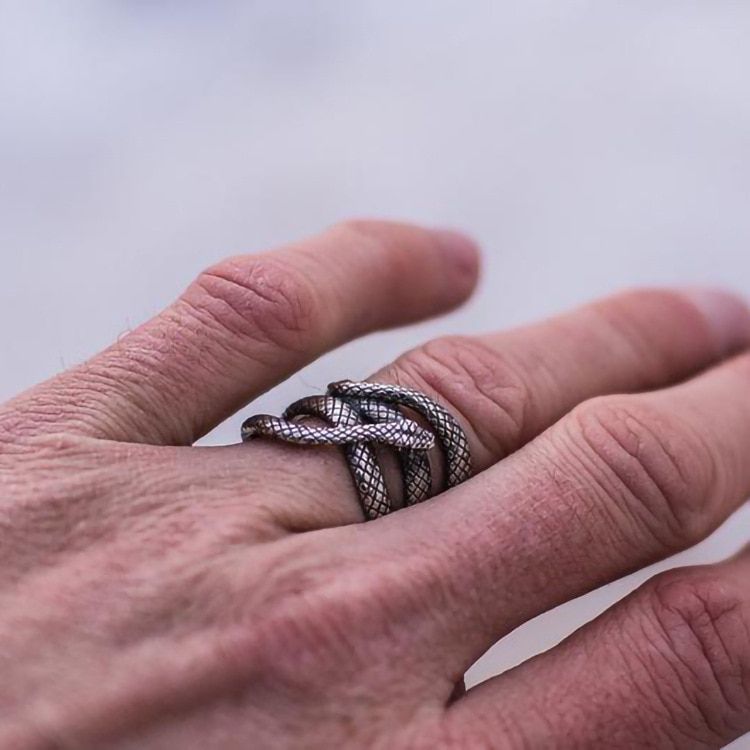 Punk Antique Silver Color Mens Metal Ring Fancy Snake Design Men Ring For Male Gift Jewelry Accessories Homme