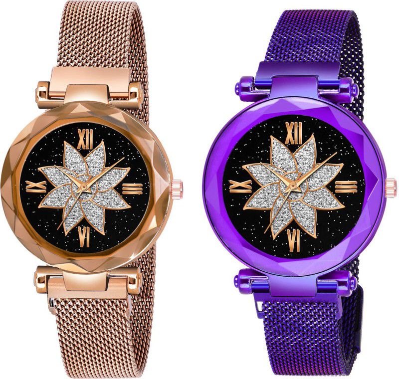 Analog Watch - For Girls New Laxurius Looking 2020 Magnet Purple Starry sky Quartz Watches