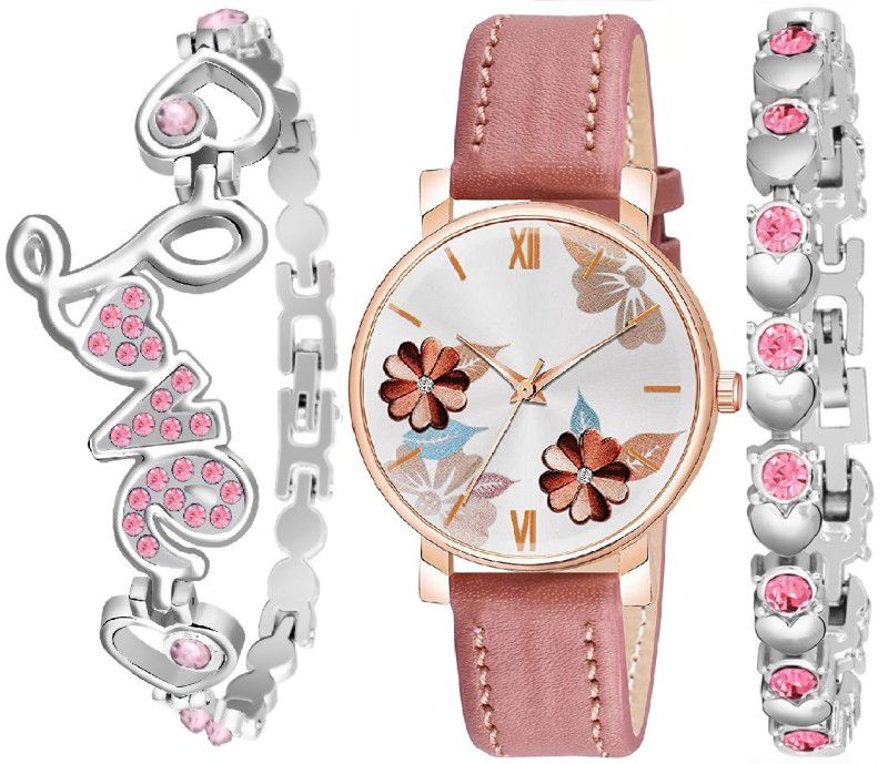 Analog Watch - For Girls SW-392 New Stylish Pink Dial Watch And Pink with bracelet For Women
