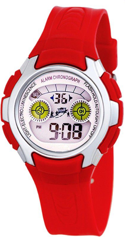 Waterproof ,Alarm Function, Stopwatch & Seven Light Display Digital Watch - For Boys & Girls EF20B-6RED