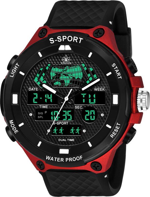 9084 Dualtime Atterative look Water Proof Sport Wrist Watch Analog-Digital Watch - For Men