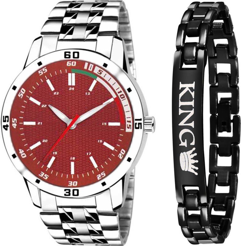 Analog Watch - For Men TY-1018 King Printed Bracelet & Sports Design Adjustable Length Red Dial