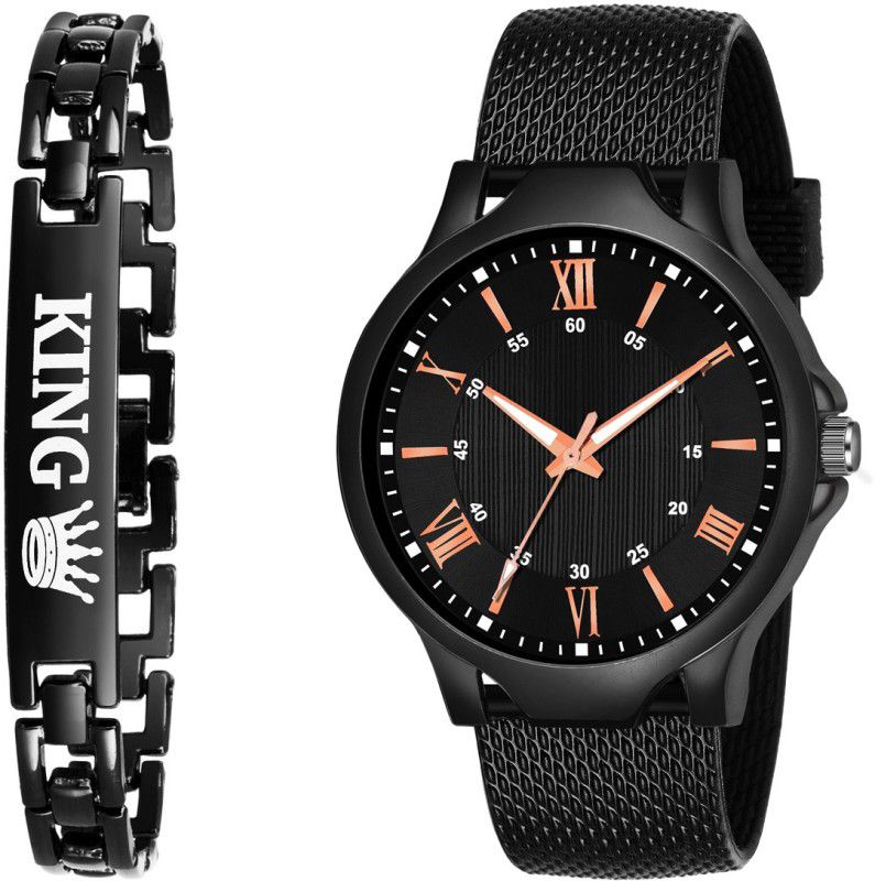 New Arrival Fast Selling Track Designer Unique Analog Watch - For Men Mesh Strap All Black Men Quartz Watch With Premium King Bracelet