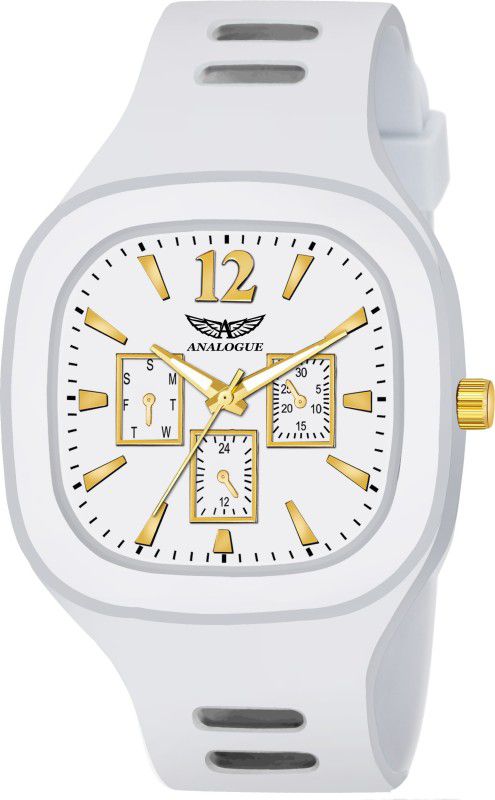 All White | Imported Silicon Strap | Gold Tone | Branded Premium Quality | Boys All White | Imported Silicon Strap | Gold Tone | Branded Premium Quality | Boys Analog Watch - For Men