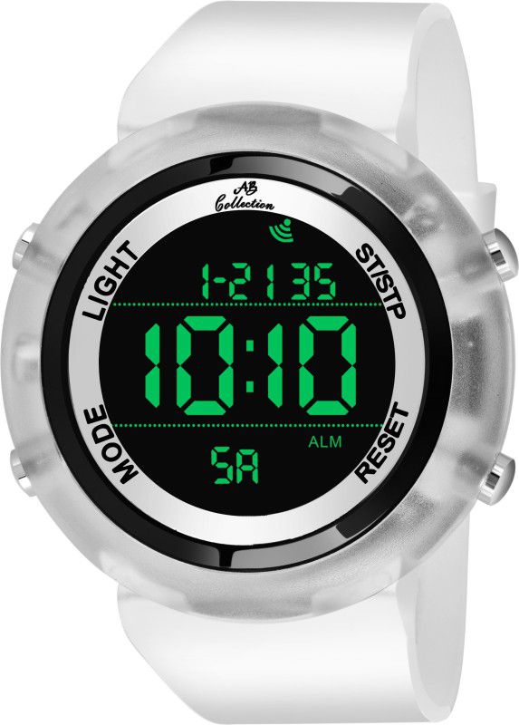 AB-1122 Shock Resistant Digital Watch - For Men ADI TRANSPARENT WHITE RING