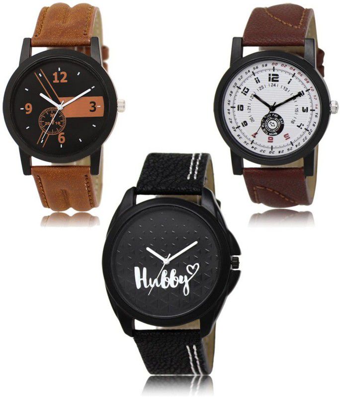 DK Analog Watch - For Men NEW Luxurious Attractive Stylish Combo SET OF 3 WATCH LR-01-11-31