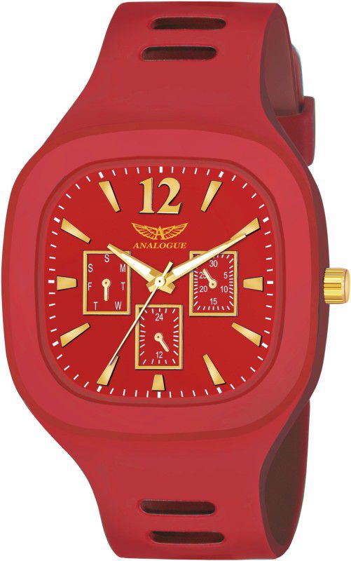 All Red | Imported Silicon Strap | Gold Tone | Branded Premium Quality | Boys All Red | Imported Silicon Strap | Gold Tone | Branded Premium Quality | Boys Analog Watch - For Men