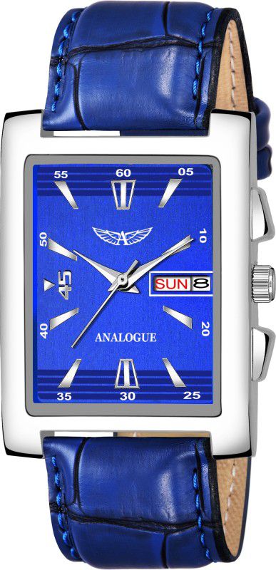 Blue Square Day and Date Functioning Blue Square Day and Date Functioning Analog Watch - For Men
