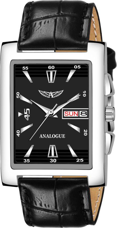 BLACK Square Day and Date Functioning BLACK Square Day and Date Functioning Analog Watch - For Men