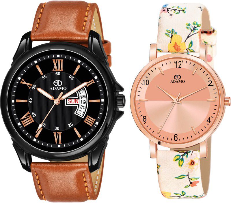 ADAMO Designer Rose Gold Dial Men's & Women's Watch 845NOL02-868KWL21 Analog Watch - For Couple Designer Men's & Women's Watch 845NOL02-868KWL21