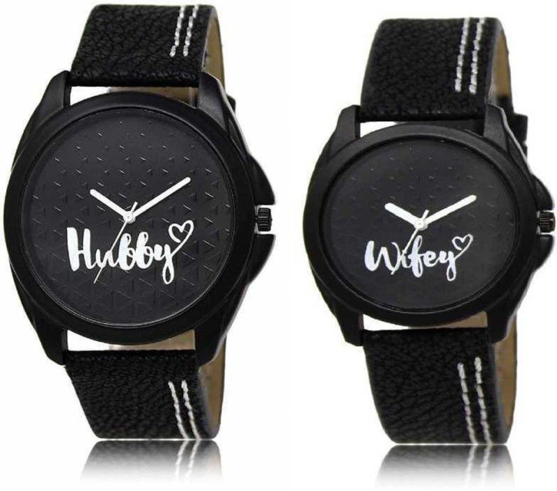 Stylish Professional Analog Watch - For Couple Stylish black dial Hubby-wifey couple watch for couple , couple watch for men and women