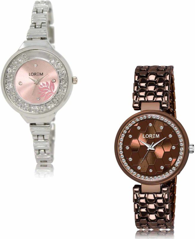 Analog Watch - For Women LR226-LR271 Pink-Maroon Diamonds-Fancy Combo of 2