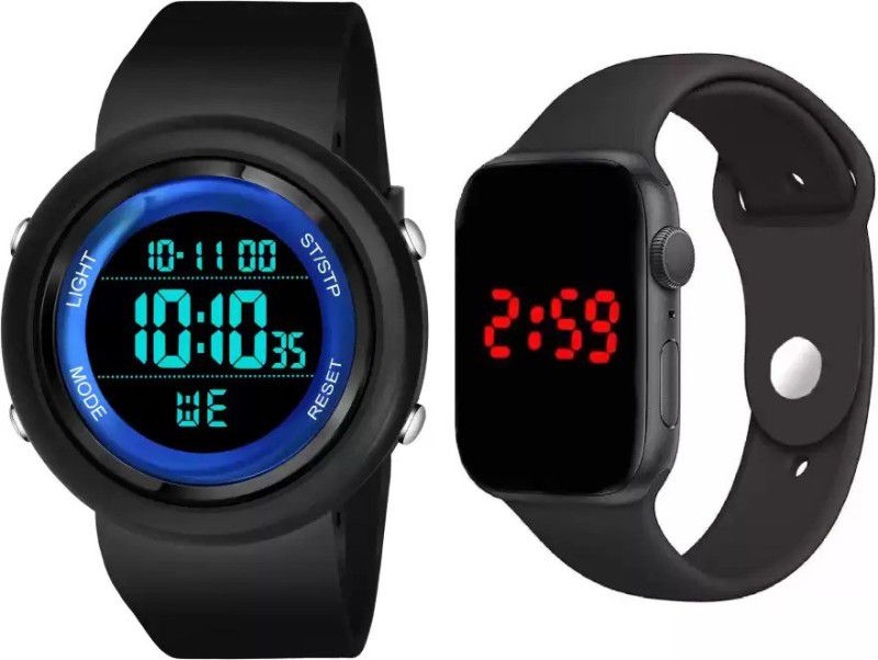 Combo LED Light Digital Mens watch Digital Watch - For Boys & Girls Luxurious Fashion Silicone Black Colored LED Dail Watch For Kids Digital Watch