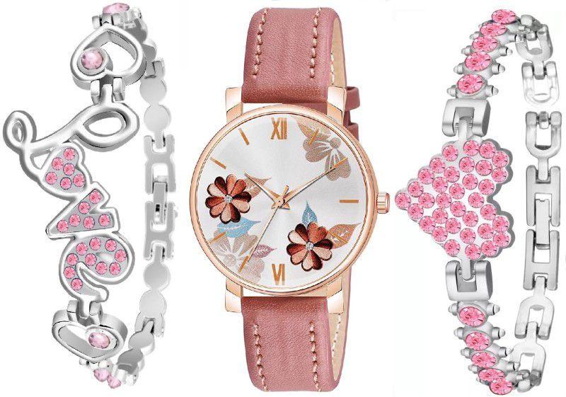 Analog Watch - For Girls SW-390 New Stylish Pink Dial Watch And Pink with bracelet For Women