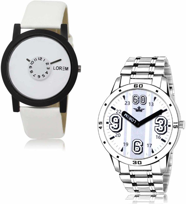 Analog Watch - For Men LR26-LR111 White Slim-Professional Look Combo of 2