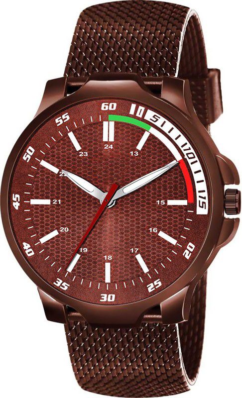 Analog Watch - For Men M4064 Latest Designer Brown Dial Brown Rubber Strap