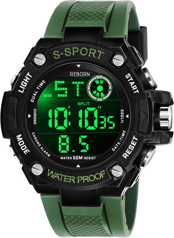9107 Green Atteractive Look Sport Multifunctional Wrist watch Digital Watch - For Men
