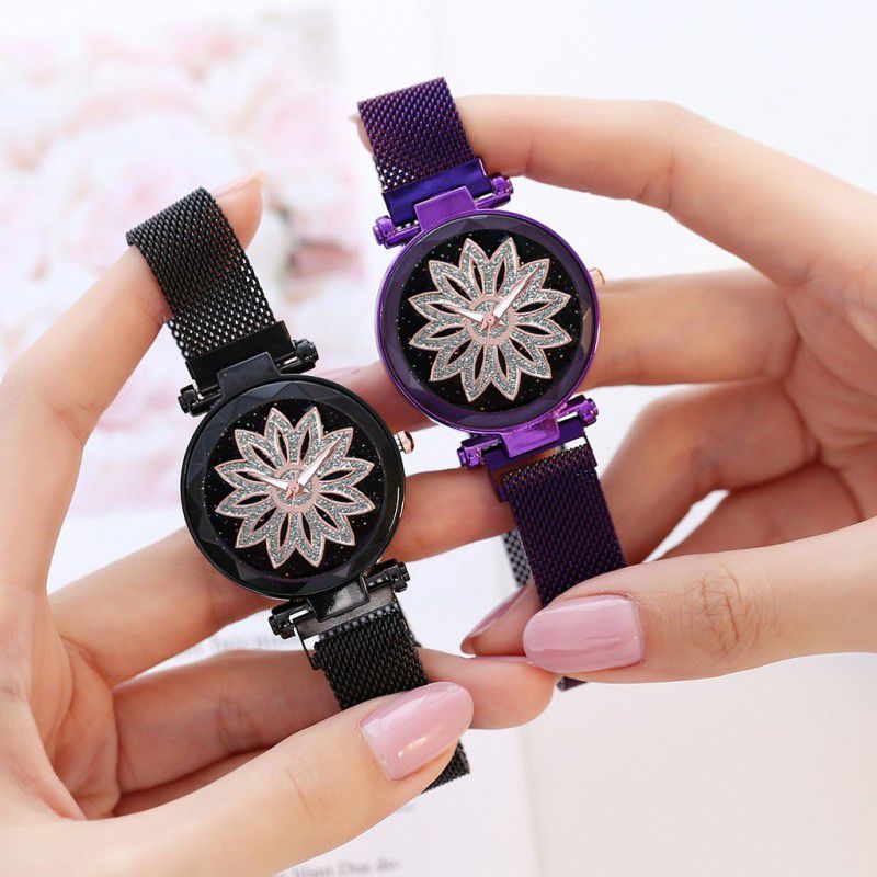 Analog Watch - For Girls New Laxurius Looking 2020 Magnet Buckle Starry sky Quartz Watches For Girls & Women 21st century Magnetic Chain Belt