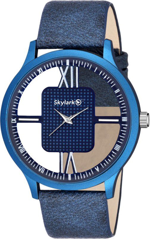 Analog Watch - For Men Youth Club unique and latest designed Transparent dial with Blue colour leather Strap Analogue watch for men and boys