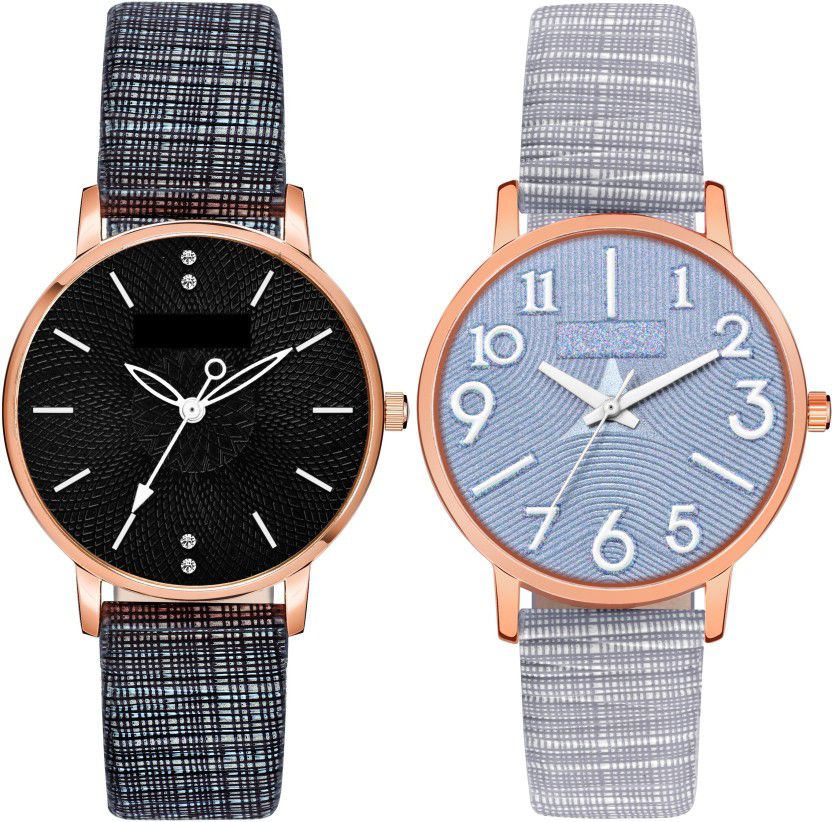 Pack of 2 Leather Belt Round Dial Combo Women Analog Watch - For Girls LT-312-350