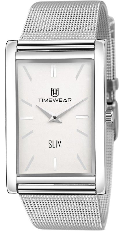 TIMEWEAR Slim Series White Dial Stainless Steel Chain Two Hands Analog Watch - For Men 294WDTG