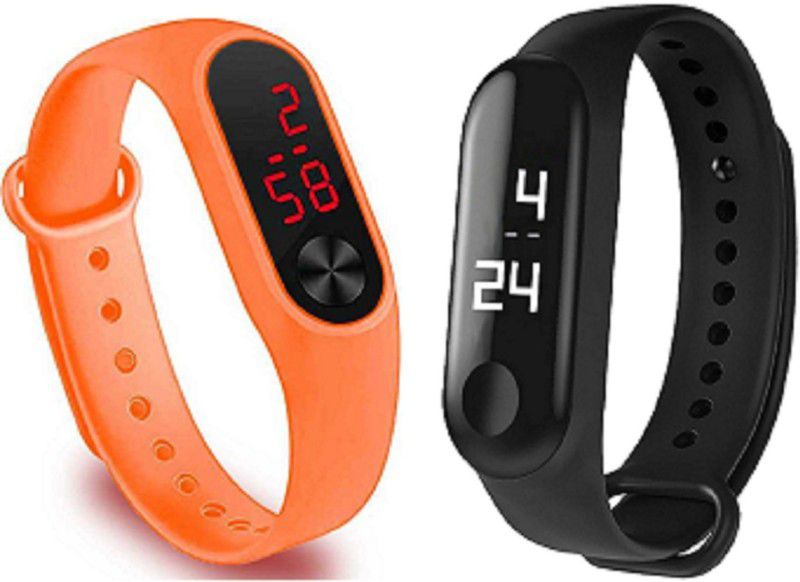 Digital Watch - For Boys & Girls NEW COLLECTION OF DIGITAL WATCHES FOR BOYS AND KIDS NEW TRENDING WHITE LED TOUCH WATCH AND RED LED WATCH BLACK & ORANGE SILICON SOFT STRAP COLORED WATCHES BEST COMBO WATCHES FOR KIDS, GIRLS AND BOYS ( DZ/426-RA )