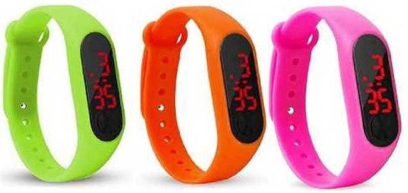 Digital Watch - For Boys & Girls Green & Orange & Pink color digital watch for boys, digital watch for girls, combo watch for boys Digital Watch