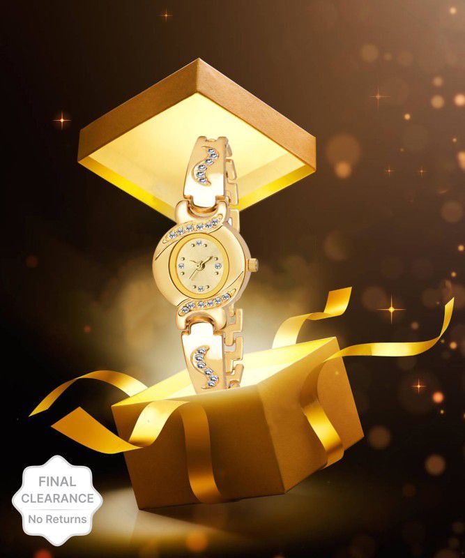 Analog Watch - For Girls New Italian Designer Golden Plated Diamond Watch For Girl