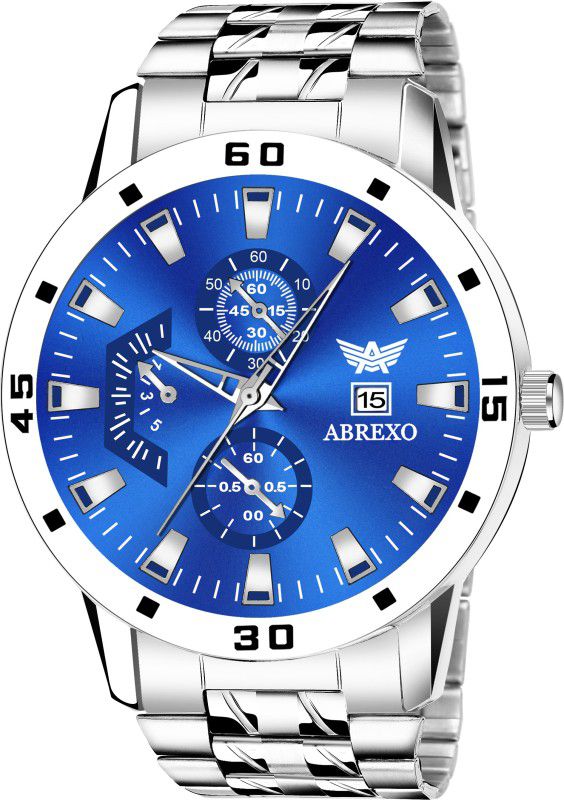Silver Bracelet Date Functioning Watch For Boys Analog Watch - For Men Abx1668-BL Blue
