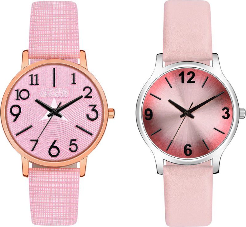 New Combo Formal Graphic Design Dial And Guanine Leather Strap Analog Watch - For Girls