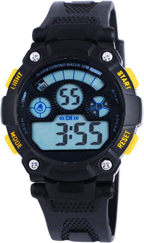 Light Weight Alarm Chrono Function Digital Watch - For Men MR85601094BlackYellow