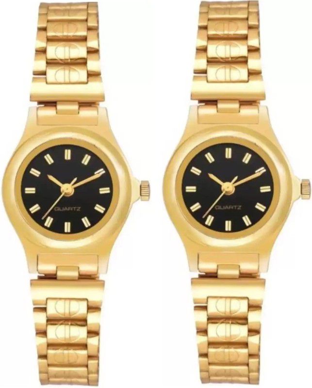 G-P ANALOG GOLD Analog Watch - For Girls DIAMOND CUT, PREMIUM BRANDED GOLD PLATED CHAIN, ANLOG COMBO FOR GIRLS.