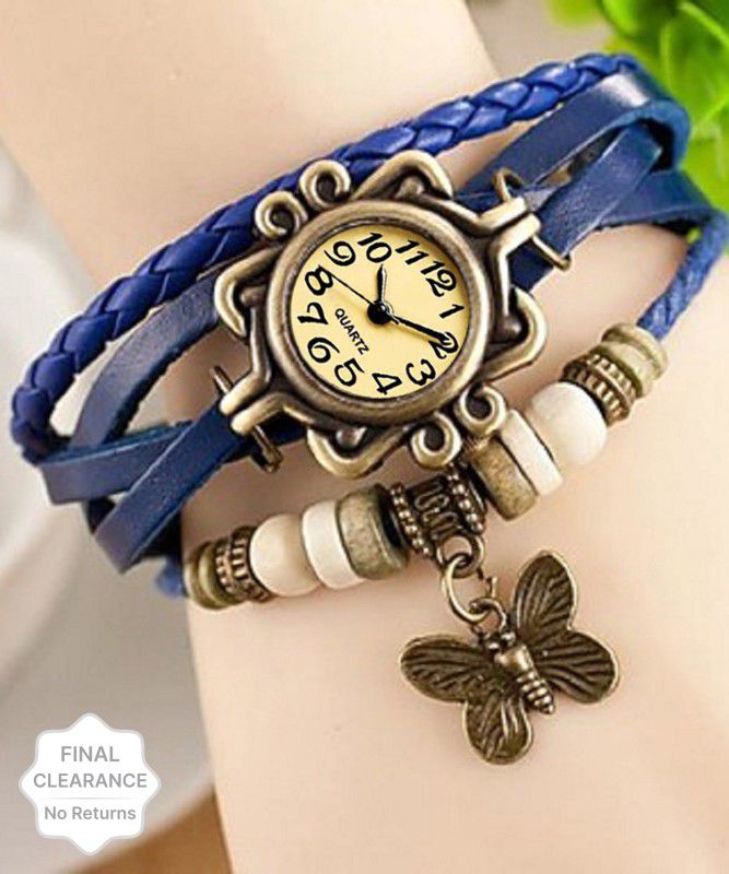 Analog Watch - For Girls 01S1P07 rakhi collation butterfly blue leather belt vintage attractive watch for women