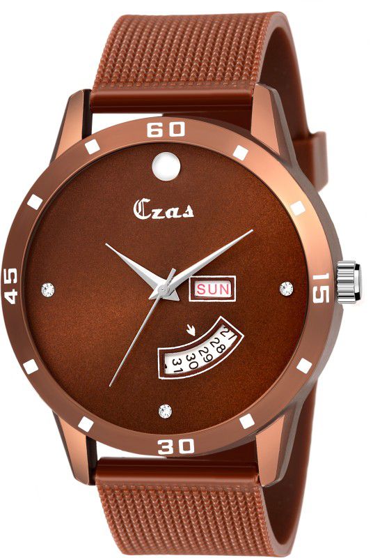 Brown Mesh Day and Date Function Analog Analog Watch - For Men CS-5622