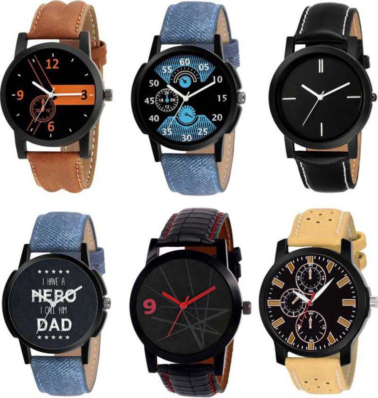 Analog Watch - For Men & Women New Denim Jeans Sport Series Combo Set Of Six For Boys And Girls Analog Watch
