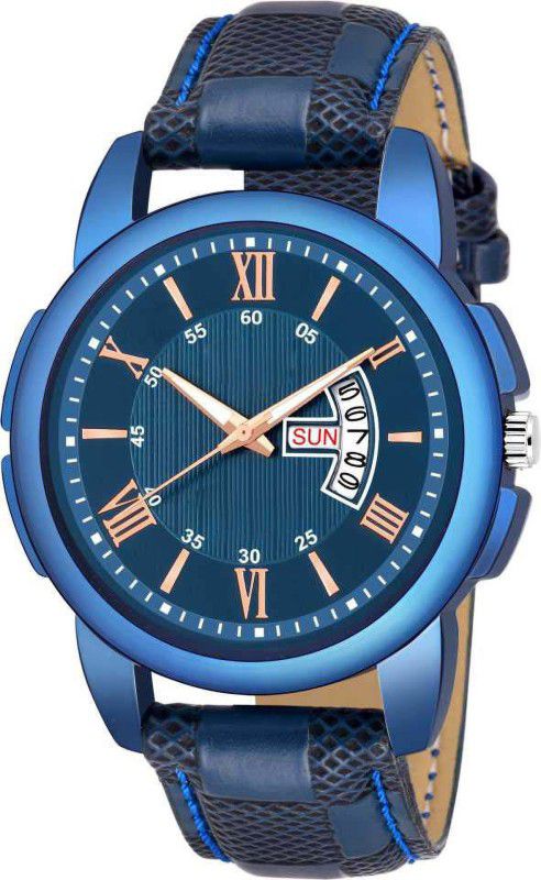 Analog Watch - For Men NEW PROFESSIONAL RICH LOOK | BLUE METALLIC FINISHED DIAL | Premium Blue Leather| Date and Day functioning