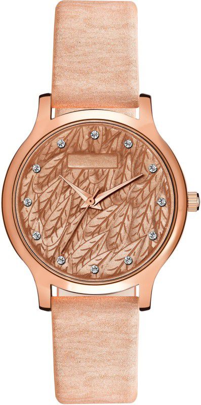 Rose Gold Color Leather Strap Analog Watch - For Girls PW5124