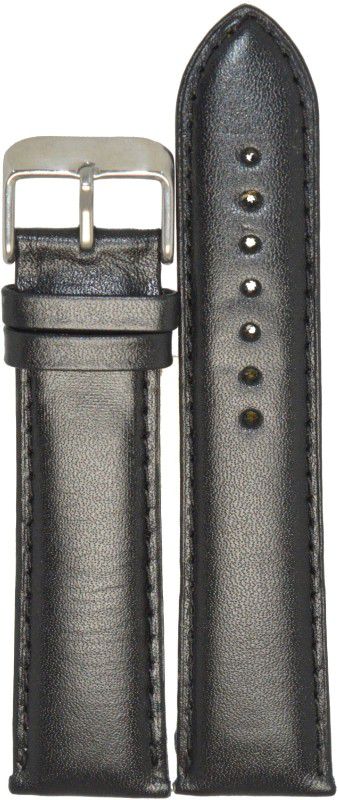 KOLET Plain Padded H111 24 mm Genuine Leather Watch Strap  (Black)