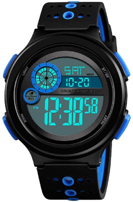 Sports Digital Watch - For Men 1374 Blue Black Chronograph Digital