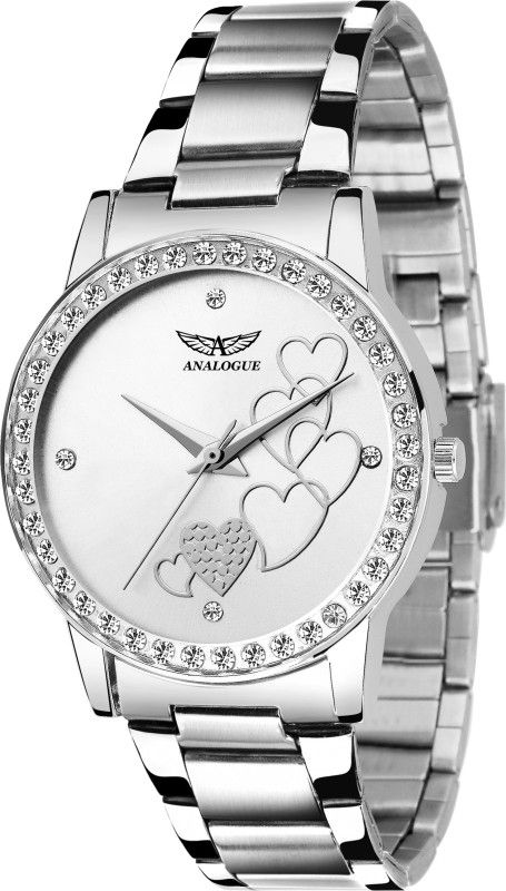 Sophisticated Silver Dimond-Studded Love Casado Series Analog Watch - For Women ANLG-501