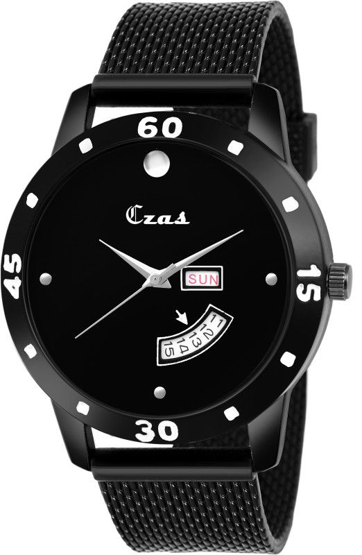 CZ5626 BK Black Dial Black Mesh Strap Date Feature Analog Watch - For Men CS-5626