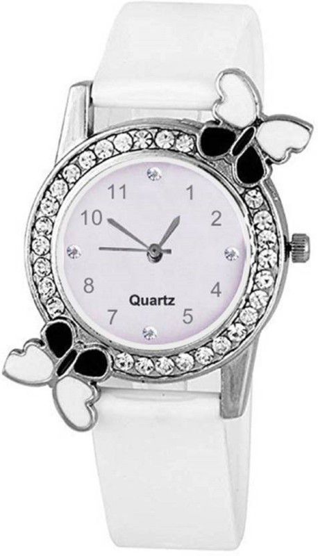 Analog Watch - For Women white diamond studded attractive butterfly stylish women