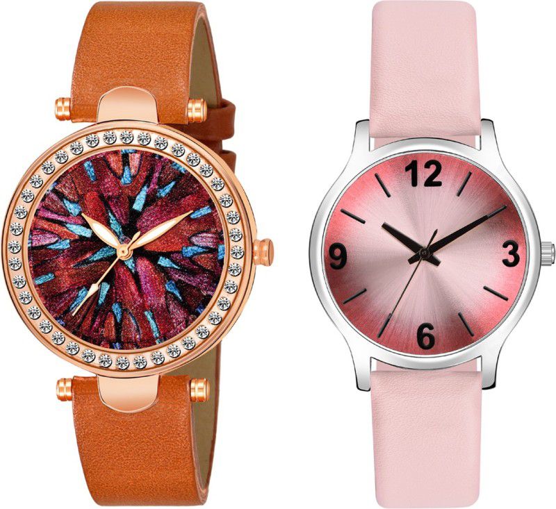 New Stylish Ethnic Design Dial And Genuine Leather Strap Analog Watch - For Girls MT352310